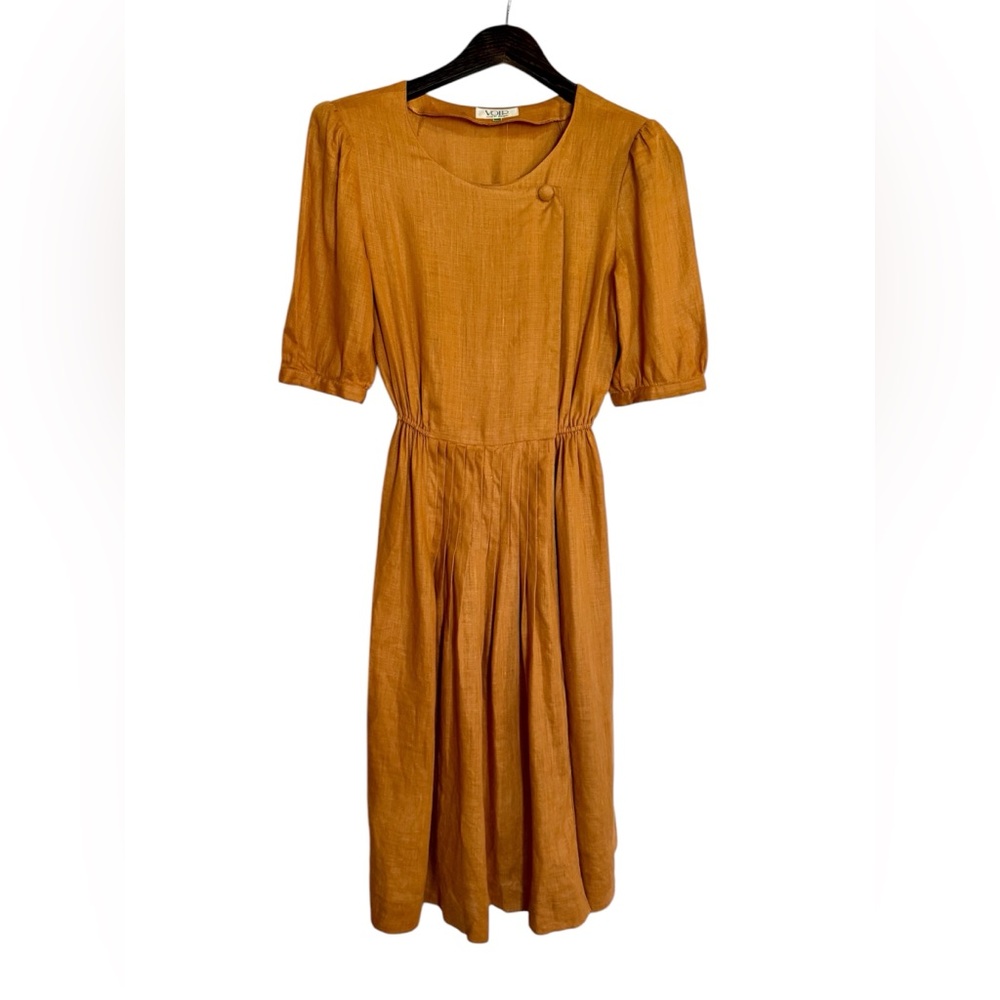 Voir Made By Sanyo | Vintage Pleated Dress | Mustard Yellow | S